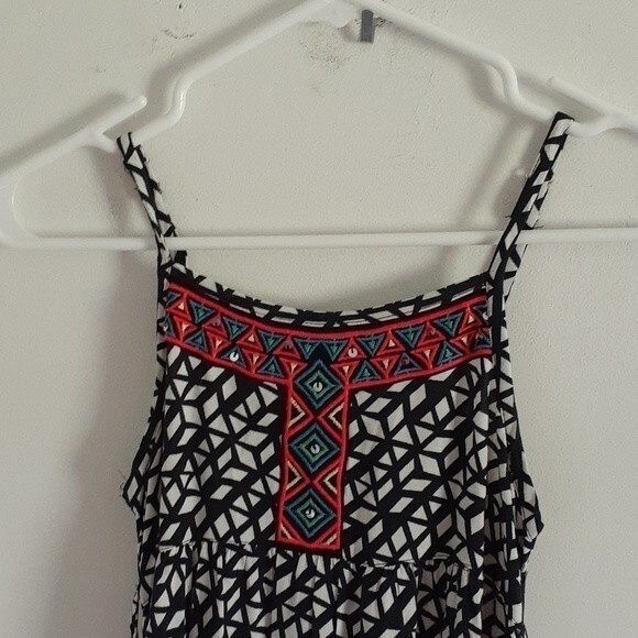 justice boho maxi dress girls 10 black white sundress summer pre-teen - Picture 2 of 7